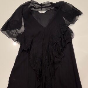 Givenchy black Ruffle Lace Robe